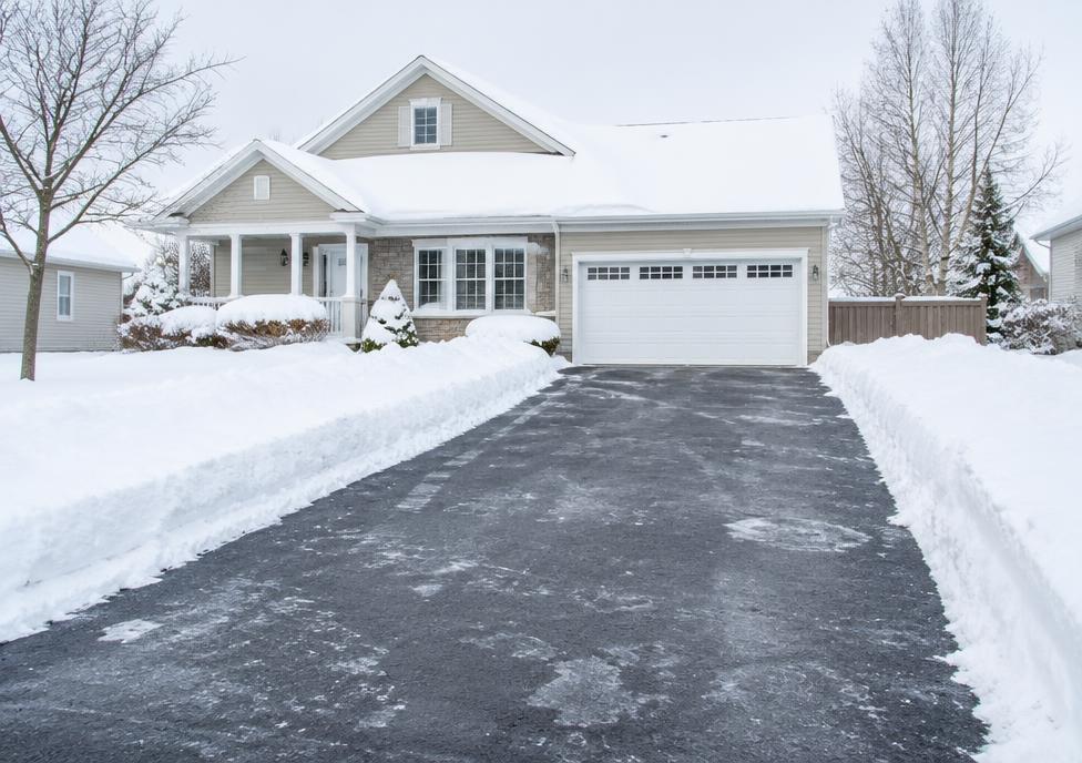 Cleared driveway after a snowfall